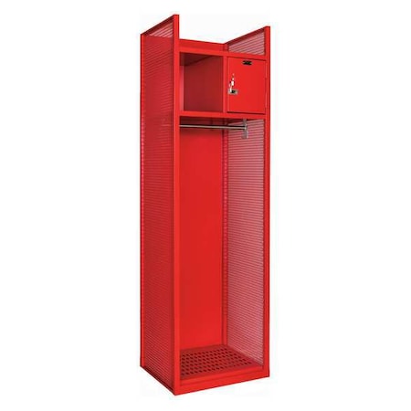 Gear Locker, 24 3/4 in W, 22 in D, 84 in H, (1) Tier, (1) Wide, Red MPN:TGBN42(84)-1C-G-RR-HT