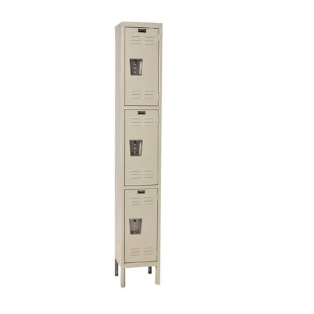 Wardrobe Locker, 12 in W, 12 in D, 78 in H, (1) Wide, (3) Tier, Tan MPN:U1228-3G-A-PT