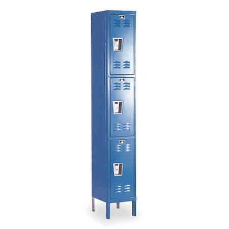 Wardrobe Locker, 12 in W, 12 in D, 78 in H, (1) Wide, (3) Tier, Marine Blue MPN:U1228-3MB