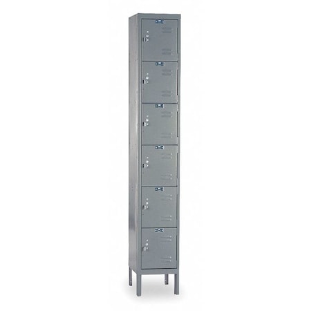 Box Locker, 12 in W, 15 in D, 78 in H, (1) Wide, (6) Tier, Dark Gray MPN:U1258-6A-HG