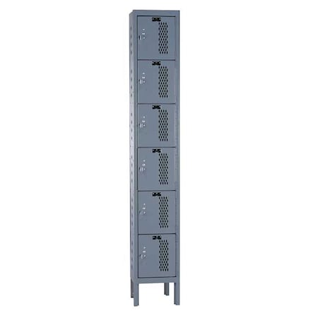 Box Locker, 12 in W, 15 in D, 78 in H, (1) Wide, (6) Tier, Dark Gray MPN:U1258-6HDV-HG