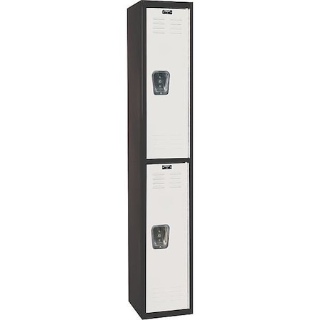 Wardrobe Locker, 12 in W, 18 in D, 72 in H, (1) Wide, (2) Tier, Light Gray/Black MPN:U1282-2A-MP