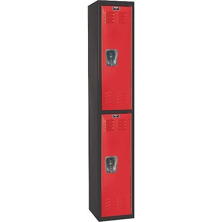 Wardrobe Locker, 12 in W, 18 in D, 72 in H, (1) Wide, (2) Tier, Red/Black MPN:U1282-2A-MR