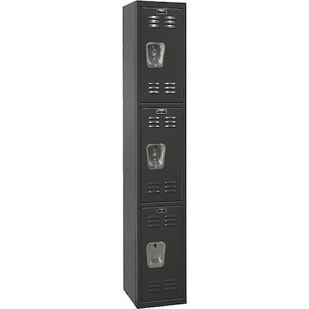 Wardrobe Locker, 12 in W, 18 in D, 72 in H, (1) Wide, (3) Tier, Black MPN:U1282-3A-ME