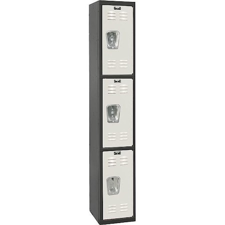 Wardrobe Locker, 12 in W, 18 in D, 72 in H, (1) Wide, (3) Tier, Light Gray/Black MPN:U1282-3A-MP