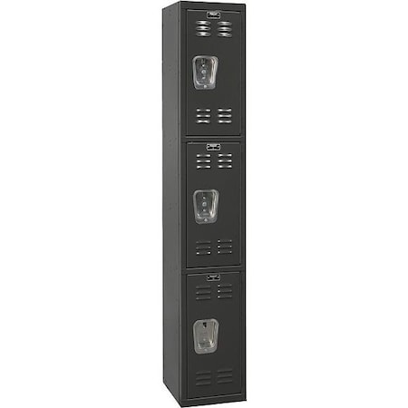 Wardrobe Locker, 12 in W, 18 in D, 72 in H, (1) Wide, (3) Tier, Black MPN:U1282-3ME