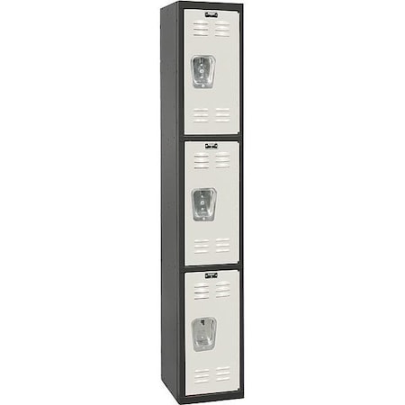 Wardrobe Locker, 12 in W, 18 in D, 72 in H, (1) Wide, (3) Tier, Light Gray/Black MPN:U1282-3MP