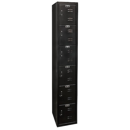 Box Locker, 12 in W, 18 in D, 72 in H, (1) Wide, (6) Tier, Black MPN:U1282-6A-ME