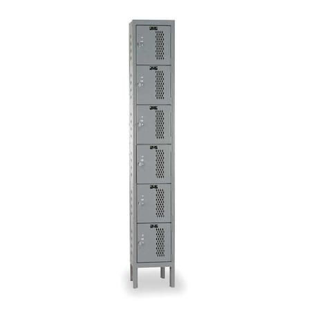 Box Locker, 12 in W, 18 in D, 78 in H, (1) Wide, (6) Tier, Dark Gray MPN:U1288-6HV-A-HG