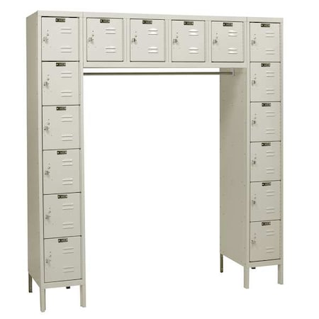 Box Locker Unit with Coat Rod, 72 in W, 18 in D, 78 in H, (6) Tier, (6) Wide, Tan MPN:U1788-16A-PT