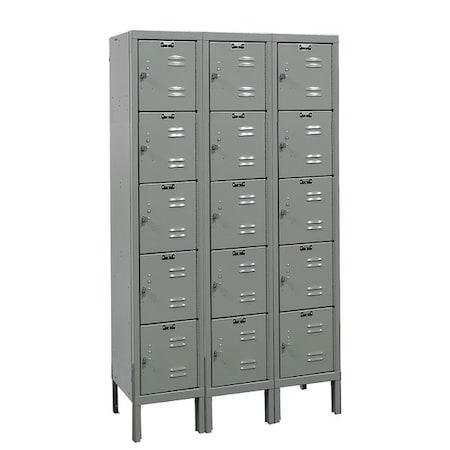 Box Locker, 36 in W, 12 in D, 66 in H, (3) Wide, (5) Tier, Dark Gray MPN:U3226-5A-HG