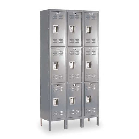 Wardrobe Locker, 36 in W, 12 in D, 78 in H, (3) Tier, (3) Wide, Dark Gray MPN:U3228-3HG