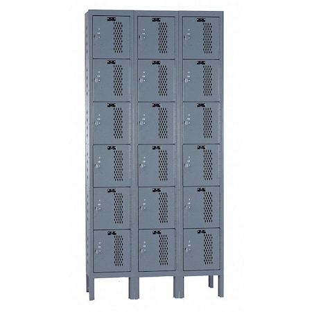 Box Locker, 36 in W, 12 in D, 78 in H, (3) Wide, (6) Tier, Dark Gray MPN:U3228-6HDV-HG