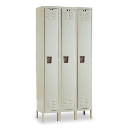 Wardrobe Locker, 36 in W, 15 in D, 66 in H, (1) Tier, (3) Wide, Tan MPN:U3256-1A-PT