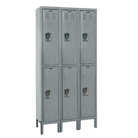 Wardrobe Locker, 36 in W, 15 in D, 66 in H, (2) Tier, (3) Wide, Dark Gray MPN:U3256-2A-HG
