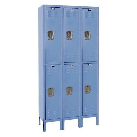 Wardrobe Locker, 36 in W, 15 in D, 78 in H, (2) Tier, (3) Wide, Marine Blue MPN:U3258-2A-MB