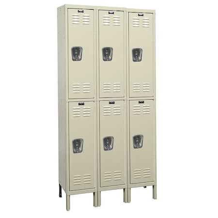 Wardrobe Locker, 36 in W, 15 in D, 78 in H, (2) Tier, (3) Wide, Tan MPN:U3258-2G-A-PT