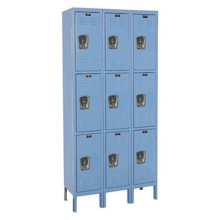 Wardrobe Locker, 36 in W, 15 in D, 78 in H, (3) Tier, (3) Wide, Marine Blue MPN:U3258-3A-MB