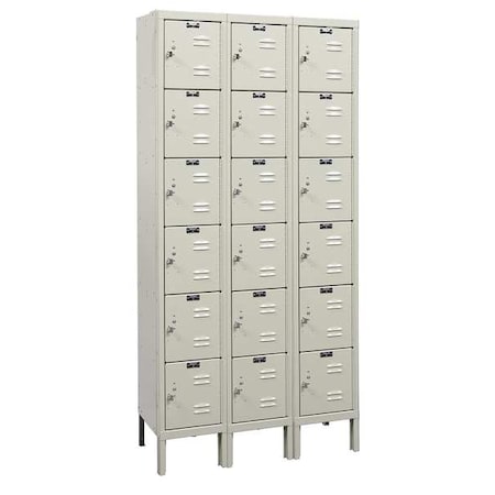 Box Locker, 36 in W, 15 in D, 78 in H, (3) Wide, (6) Tier, Tan MPN:U3258-6A-PT