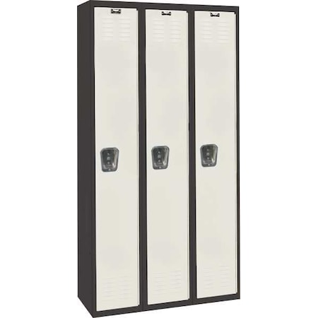 Wardrobe Locker, 36 in W, 18 in D, 72 in H, (1) Tier, (3) Wide, Light Gray/Black MPN:U3282-1A-MP
