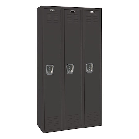 Wardrobe Locker, 36 in W, 18 in D, 72 in H, (1) Tier, (3) Wide, Black MPN:U3282-1ME