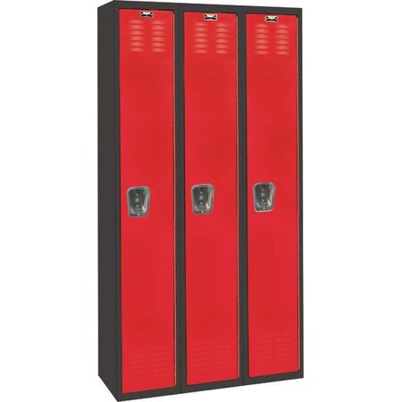 Wardrobe Locker, 36 in W, 18 in D, 72 in H, (1) Tier, (3) Wide, Red/Black MPN:U3282-1MR