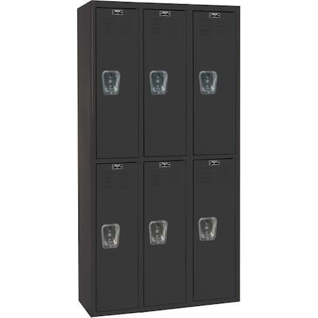 Wardrobe Locker, 36 in W, 18 in D, 72 in H, (2) Tier, (3) Wide, Black MPN:U3282-2A-ME