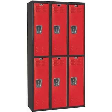 Wardrobe Locker, 36 in W, 18 in D, 72 in H, (2) Tier, (3) Wide, Red/Black MPN:U3282-2A-MR