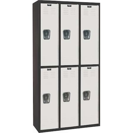 Wardrobe Locker, 36 in W, 18 in D, 72 in H, (2) Tier, (3) Wide, Light Gray/Black MPN:U3282-2MP