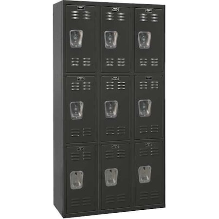 Wardrobe Locker, 36 in W, 18 in D, 72 in H, (3) Tier, (3) Wide, Black MPN:U3282-3ME