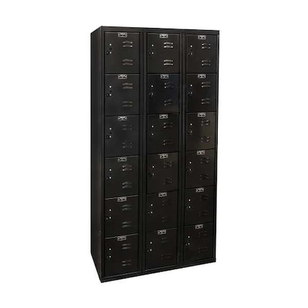 Box Locker, 36 in W, 18 in D, 72 in H, (3) Wide, (6) Tier, Black MPN:U3282-6A-ME