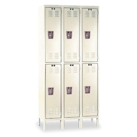 Wardrobe Locker, 36 in W, 18 in D, 66 in H, (2) Tier, (3) Wide, Tan MPN:U3286-2A-PT