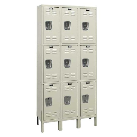 Wardrobe Locker, 36 in W, 18 in D, 78 in H, (3) Tier, (3) Wide, Tan MPN:U3288-3G-PT