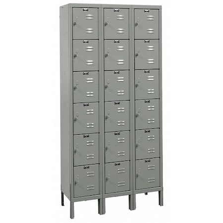 Box Locker, 36 in W, 18 in D, 78 in H, (3) Wide, (6) Tier, Dark Gray MPN:U3288-6A-HG