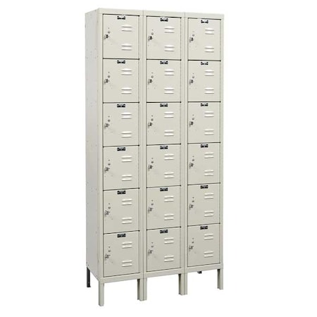 Box Locker, 36 in W, 18 in D, 78 in H, (3) Wide, (6) Tier, Tan MPN:U3288-6G-PT