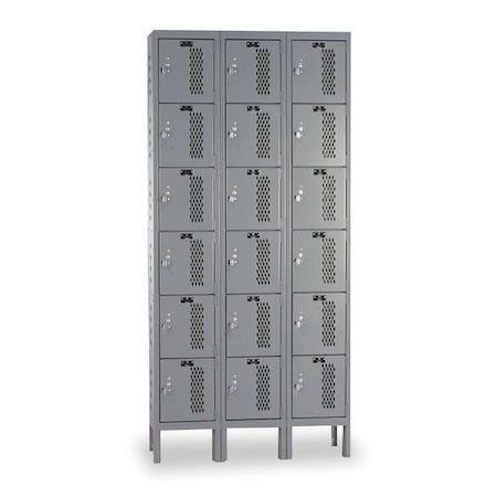Box Locker, 36 in W, 18 in D, 78 in H, (3) Wide, (6) Tier, Dark Gray MPN:U3288-6HDV-HG