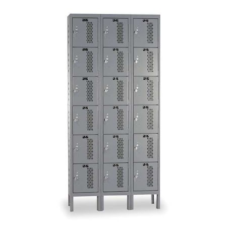Box Locker, 36 in W, 18 in D, 78 in H, (3) Wide, (6) Tier, Dark Gray MPN:U3288-6HV-A-HG