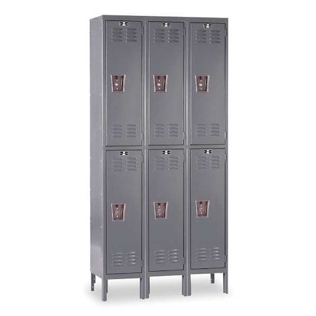 Wardrobe Locker, 45 in W, 15 in D, 78 in H, (2) Tier, (3) Wide, Dark Gray MPN:U3558-2A-HG
