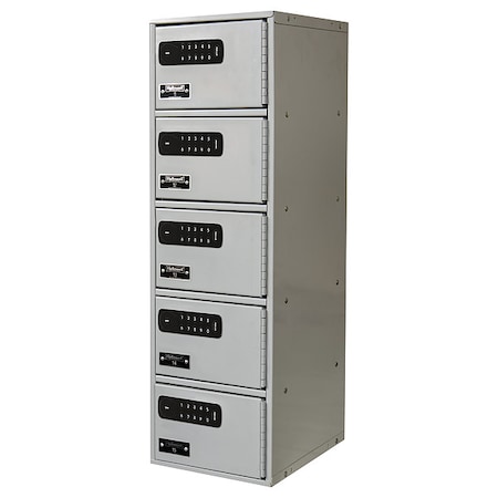 Cell Phone Locker, 9 in W, 12 in D, 30 1/2 in H, (1) Wide, (5) Tier, Light Gray MPN:UCTL192(30)-5A-E-PL