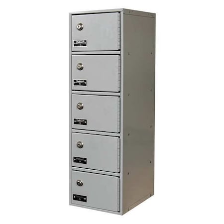 Cell Phone Locker, 9 in W, 12 in D, 30 1/2 in H, (1) Wide, (5) Tier, Light Gray MPN:UCTL192(30)-5A-K-PL