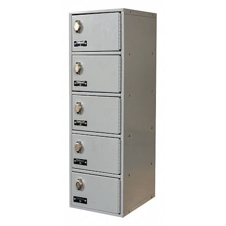Cell Phone Locker, 9 in W, 12 in D, 30 1/2 in H, (1) Wide, (5) Tier, Light Gray MPN:UCTL192(30)-5A-PL