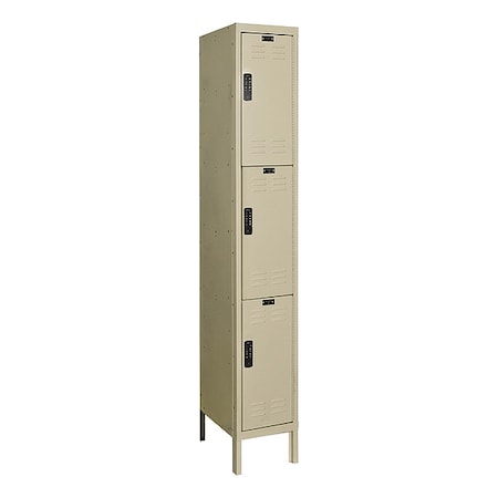 Wardrobe Locker, 12 in W, 15 in D, 78 in H, (1) Wide, (3) Tier, Tan MPN:UEL1258-3A-PT