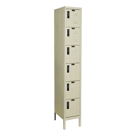 Box Locker, 12 in W, 18 in D, 78 in H, (1) Wide, (6) Tier, Tan MPN:UEL1288-6PT