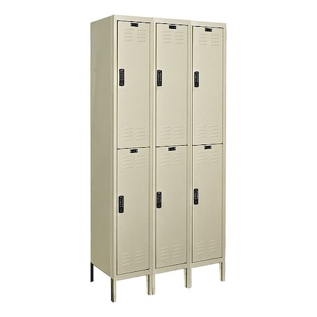 Wardrobe Locker, 36 in W, 12 in D, 78 in H, (2) Tier, (3) Wide, Tan MPN:UEL3228-2A-PT