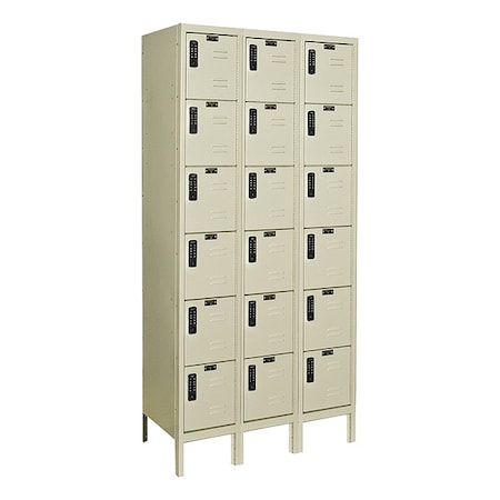 Box Locker, 36 in W, 12 in D, 78 in H, (3) Wide, (6) Tier, Tan MPN:UEL3228-6PT