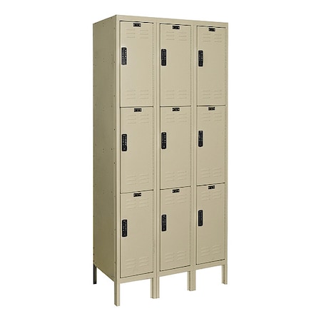 Wardrobe Locker, 36 in W, 15 in D, 78 in H, (3) Tier, (3) Wide, Tan MPN:UEL3258-3A-PT
