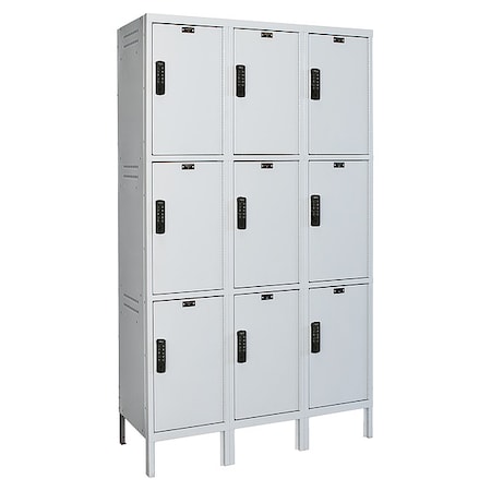 Wardrobe Locker, 54 in W, 21 in D, 78 in H, (3) Tier, (3) Wide, Light Gray MPN:UELBP3818-3A-PL