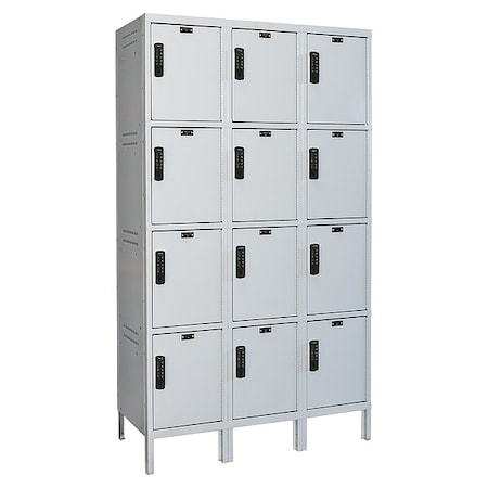 Box Locker, 54 in W, 18 in D, 78 in H, (3) Wide, (4) Tier, Light Gray MPN:UELBP3888-4A-PL