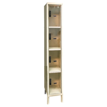 Box Locker, 12 in W, 18 in D, 78 in H, (1) Wide, (4) Tier, Tan MPN:UESVP1288-4PT