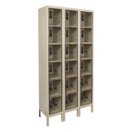 Box Locker, 36 in W, 12 in D, 78 in H, (3) Wide, (6) Tier, Tan MPN:UESVP3228-6PT